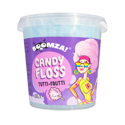 Захарен памук вкус тутти фрути 30гр boomza