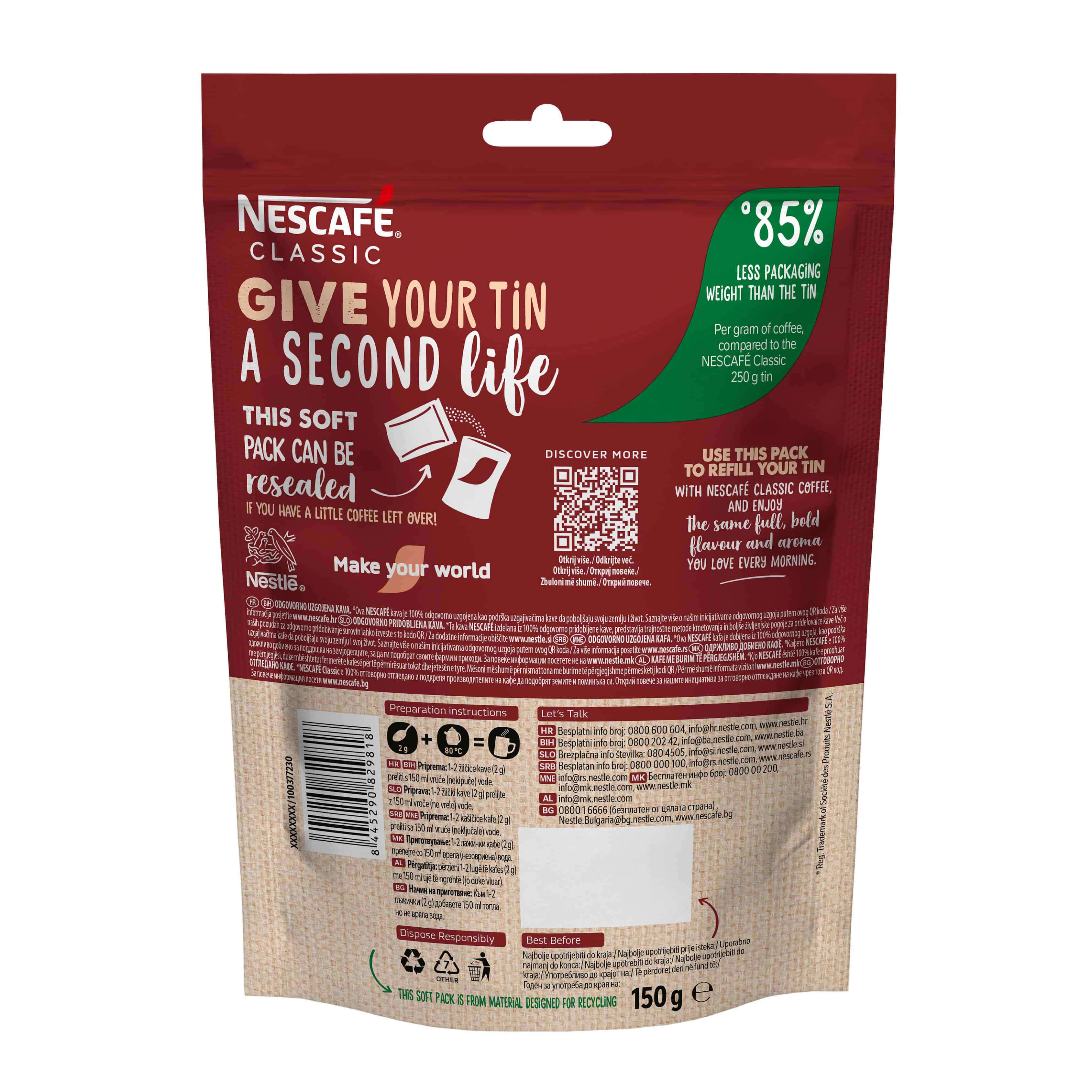 Nescafe Classic разтворим плик 150гр