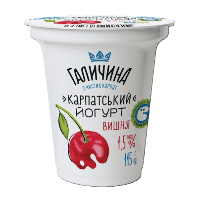 Йогурт карпатський 1.5% вишна 115гр