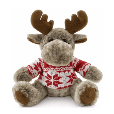 Плюшен елен с коледен пуловер 24 см 
