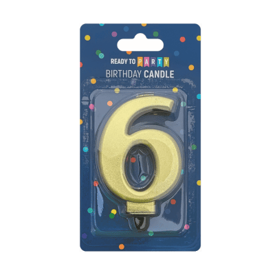 Свещ  цифра 6 злато 8см 