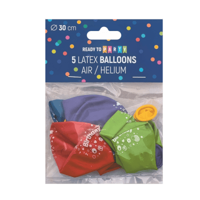 Латексови балони с надпис-ф30см-5бр