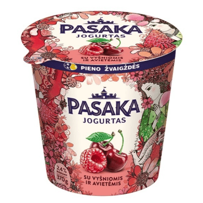 Йогурт вишна/малина 370гр пасака