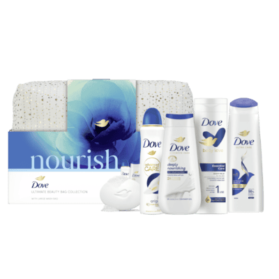 Комплект Dove Nourish с несесер, 5 части