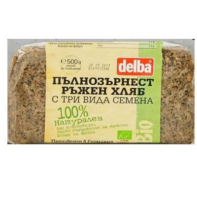 Био ръжен хляб с три вида семена, 500гр