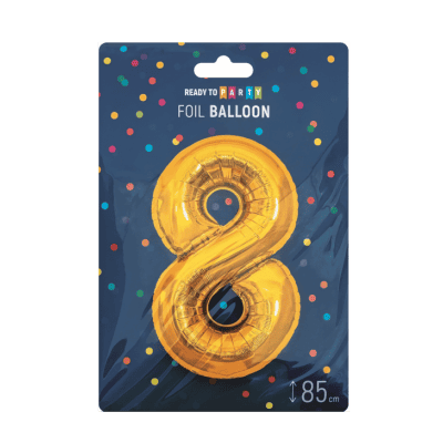 Фолиев балон цифра 8 злато 85см