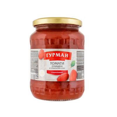 Домати цели белени гурман 680гр