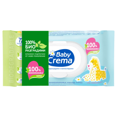 Влажни кърпи биораз.Baby crema Лайка 72бр