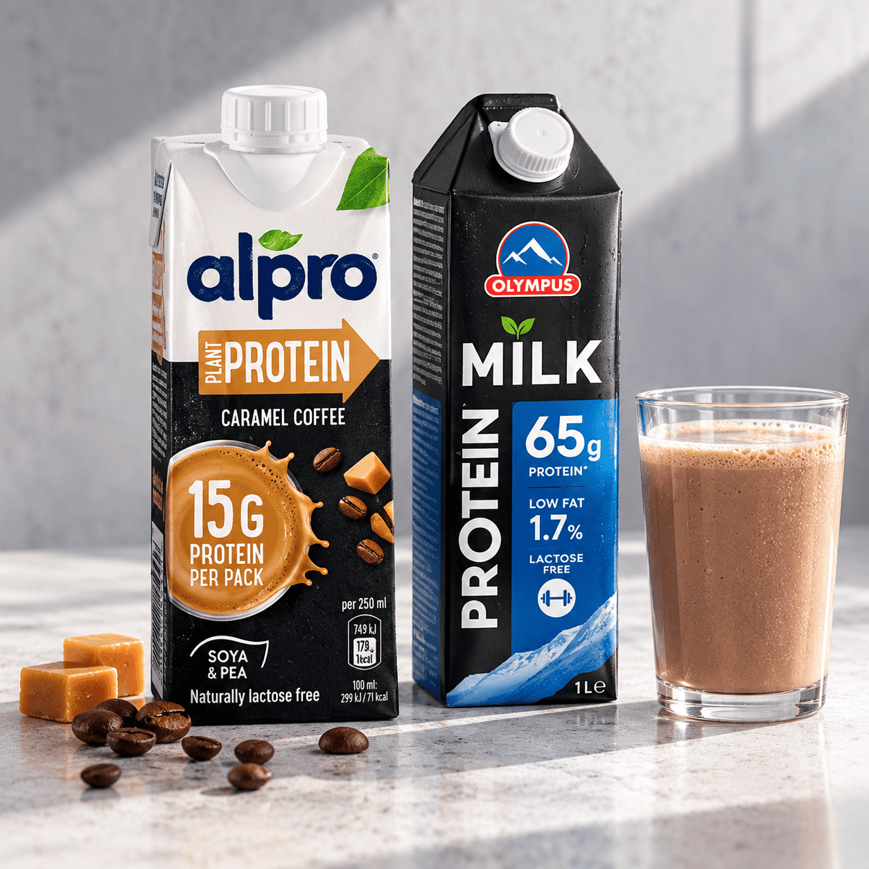 Протеинови напитки &ndash; Alpro Plant Protein и Olympus Protein Milk