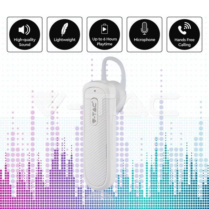 Bluetooth Слушалка 70mAh Бяла