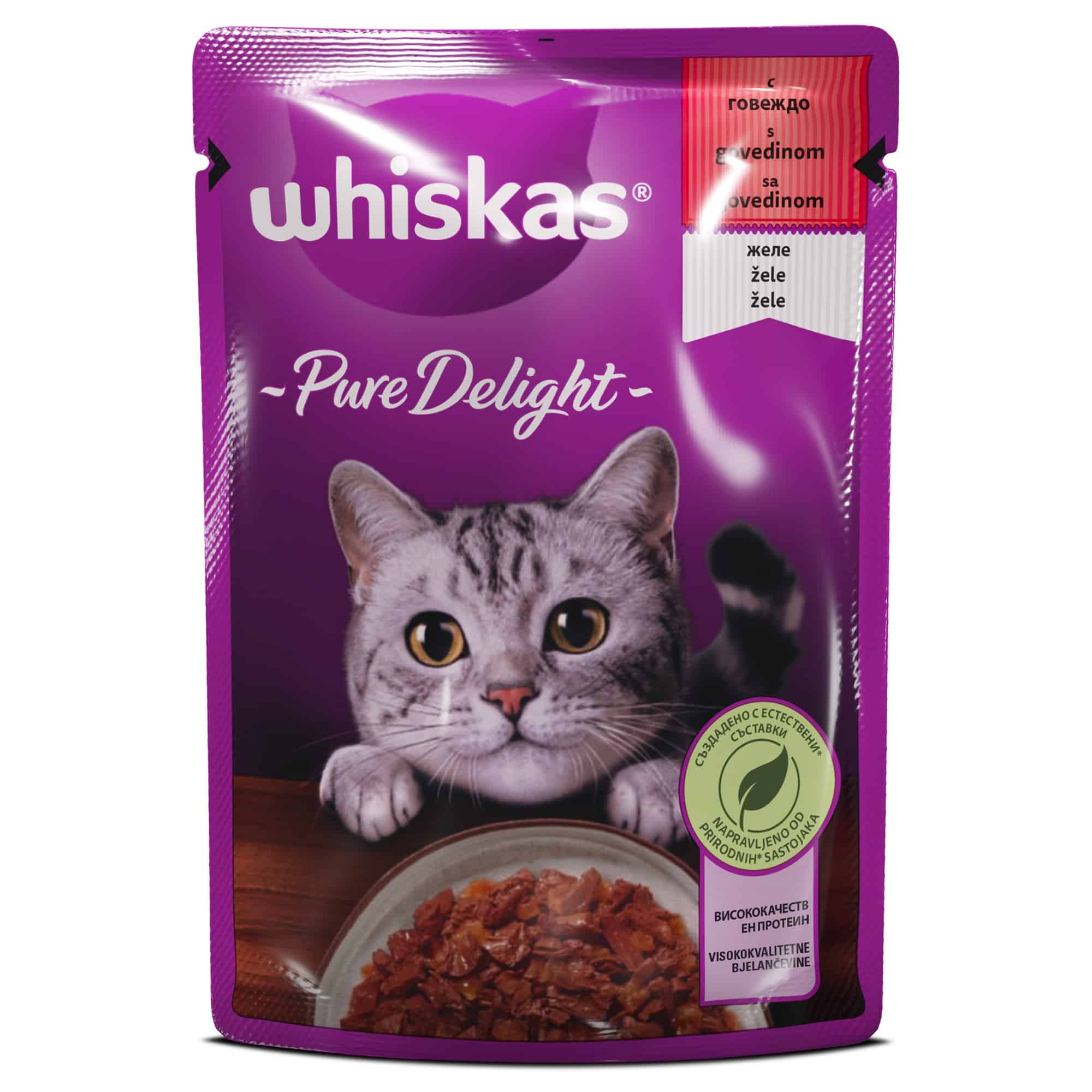 Храна Whiskas Pouch Pure Delight Говеждо 85гр