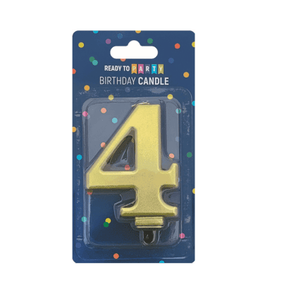 Свещ  цифра 4 злато 8см 