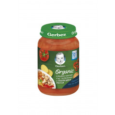Пюре Gerber Organic зеленчуци, сладък картоф и пилешко месо 190 гр
