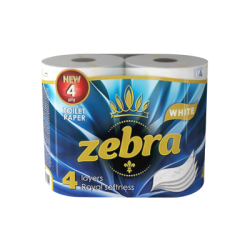 Тоал.хартия Zebra White без аромат 4пл/4бр