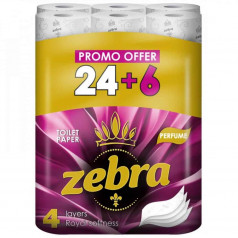Тоалетна хартия Zebra Perfume  24+6 броя