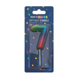 Свещ за рожден ден-7 -дъга-6см-1бр