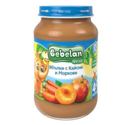 Пюре Bebelan Ябълки/Кайсии/М-ви 4м 190гр