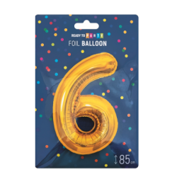 Фолиев балон цифра 6 злато  85см 