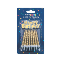 Свещи за рожден ден-злато-6см-16бр