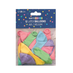 Латексови балони цветни-ф25см-12бр