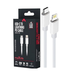 Кабел maxlife usb-c - lightning 1м 20w бял