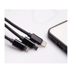 Кабел 3в1 maxlife micr.ios usb-c 2a черен