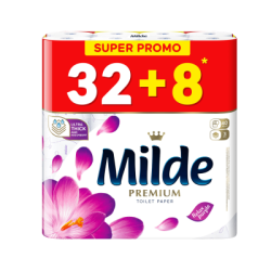 Тоалетна хартия Milde Premium по 32+8 броя