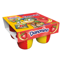 Danonino дуо ягода/банан 4х95г 