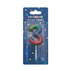 Свещ за рожден ден-3 -дъга-6см-1бр