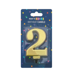 Свещ  цифра 2 злато 8см