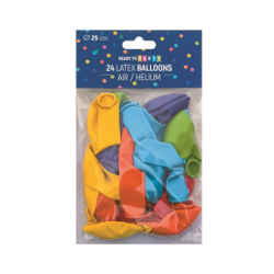 Латексови балони цветни-ф25см-24бр