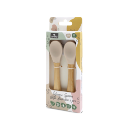 Силиконови лъжички с бамбук 2бр nat.beige