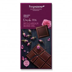 Веган шоколад тъмен 70%, с българска роза, 70гр