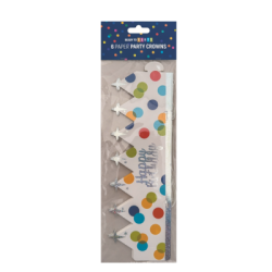 Картонени парти корони-с ластик-6бр