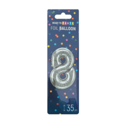 Фолиев балон-8-сребро-35см-1бр