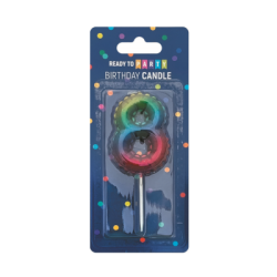 Свещ за рожден ден-8 -дъга-6см-1бр