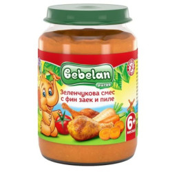 Пюре Bebelan Пилешко/Заек/Зеленч. 6м 190гр