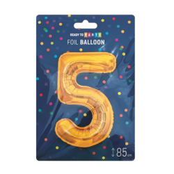 Фолиев балон  цифра 5 злато  85см