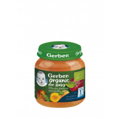 Пюре Gerber Organic ябълка, кайсия и праскова 125 гр