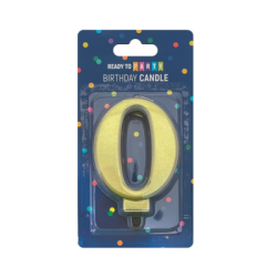 Свещ  цифра 0 злато 8см 