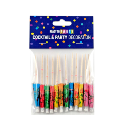 Многоцв.коктей.чадърчета за декорация 12бр
