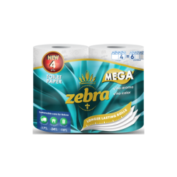 Тоалетна хартия Zebra Mega White 4 броя