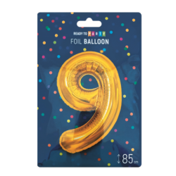 Фолиев балон цифра 9 злато 85см 