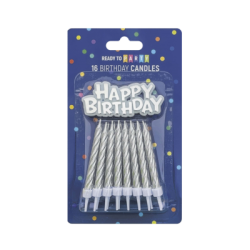 Свещи за рожден ден-сребро-6см-16бр