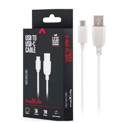 Кабел maxlife usb- usb-c 3a 1м бял