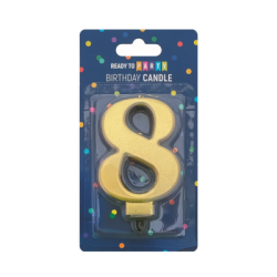 Свещ  цифра 8 злато 8см 