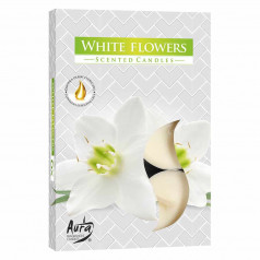Свещи чаени Бели цветя 6бр