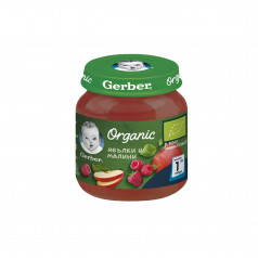  Пюре Gerber Organic ябълки и малини 125 гр