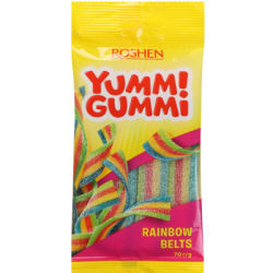 Бонбони жел.yumm gumm лентички 70гр