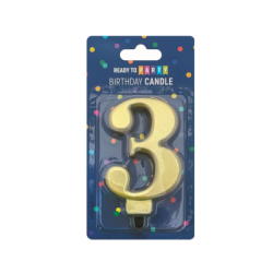 Свещ цифра 3 злато 8см